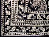 Marine Print Tapestry Cotton Bedspread 108" x 108" Queen-King Black
