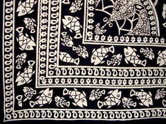 Marine Print Tapestry Cotton Bedspread  108" x 88" Full-Queen Black
