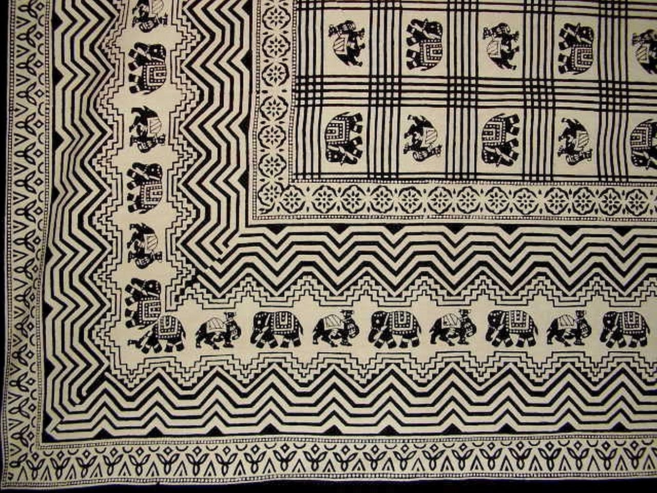 Afrikai print gobelin pamut ágytakaró 108" x 108" queen-king fekete