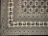 Afrikietiško spaudinio gobeleno medvilninė lovatiesė 108" x 108" karalienė-king juoda