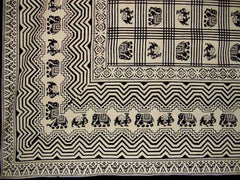 Afrikansk trykt tapestry bomuld sengetæppe 108" x 108" Queen-king sort
