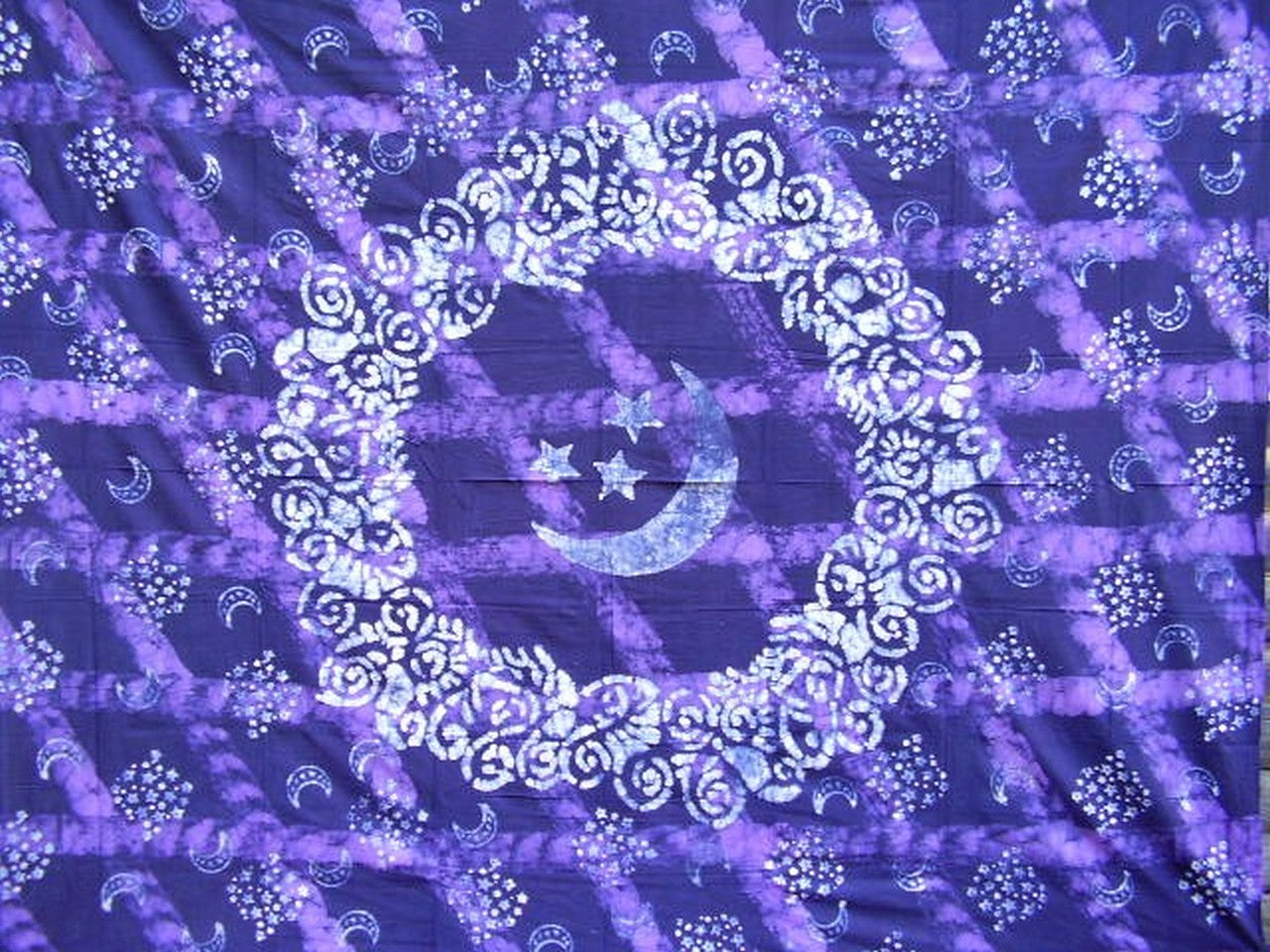 Hemelse batik-tapijt katoenen sprei 300 x 300 cm Queen-King paars