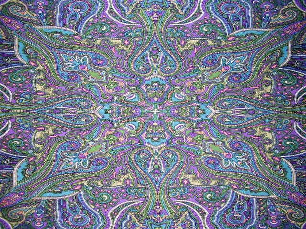 Paisley Kaleidoscope Print Cotton Wall Hanging 90" x 60" Single Purple