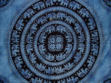 Mandala Elephant Tapestry Cotton Bedspread 92" x 82" Full Blue