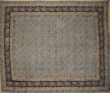 Cuvertură de pat din bumbac cu vopsea vegetală cu imprimeu bloc 108" x 88" Full-Queen Blue