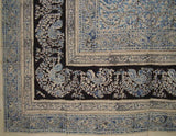 Veggie Dye Block Print Tapisserie Couvre-lit en coton 108" x 88" Full-Queen Bleu