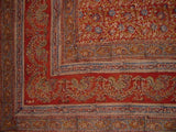 Veggie Dye Block Print Tapestry Cotton Spread 104" x 70" Twin Red
