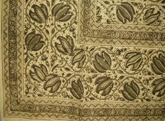 Veggie Dye Block Print Tapestry Cotton Bedspread 108" x 88" Full-Queen Green