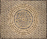 Veggie Dye Block Print Tapestry Cotton Bedspread 108" x 88" Full-Queen Blue