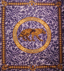 Celtic Wolf Tapestry Cotton Bedspread 108" x 88" Full-Queen Purple