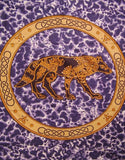 Colcha de algodón con tapiz de lobo celta, 108 x 88 pulgadas, color morado
