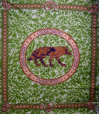 Celtic Wolf Tapestry bomullsöverkast 108" x 88" Full-Queen Green