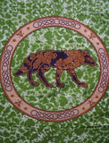 Keltischer Wolf-Wandteppich, Baumwoll-Tagesdecke, 274,3 x 223,5 cm, Full-Queen-Grün