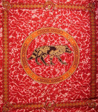 Celtic Wolf Tapestry Cotton Bedspread 108" x 88" Full-Queen Red