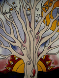 Twilight Tree of Life תלוי קיר כותנה 90" x 60" יחיד רב צבע