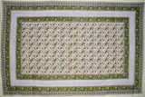 Floral Print Indian Tapestry Cotton Spread  106" x 72" Twin Green