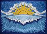 Poster Size Sun Wave Print Cotton Wall Hanging 45" x 30" Blue