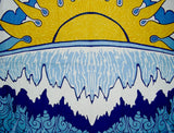 Poster Size Sun Wave Print Cotton Wall Hanging 45" x 30" Blue