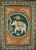 Colcha de algodón con tapiz de elefante Lucky Batik, 108 "x 88", tamaño Full-Queen, color marrón