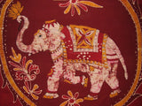 Lucky Batik Elephant Tapestry Cotton Spread  102" x 70" Twin Red