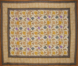 Mediterranean Floral Tapestry Cotton Bedspread 106" x 88" Full-Queen Tan