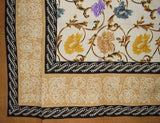 Mediterranean Floral Tapestry Cotton Bedspread 106" x 88" Full-Queen Tan