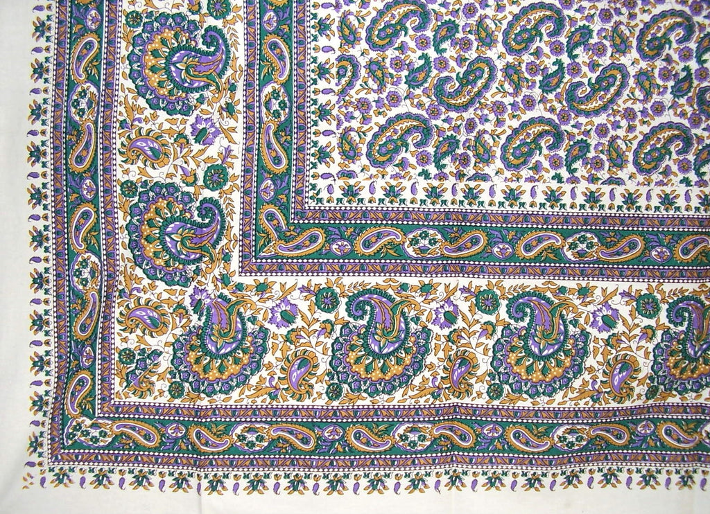 Turkish Print Floral Paisley Tapestry Cotton Bedspread 106" x 88" Full-Queen