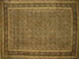 Veggie Dye Block Print Tapestry Cotton Spread 104" x 70" Twin Green