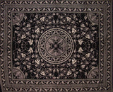 Marine Print Tapestry Cotton Bedspread  108" x 88" Full-Queen Black
