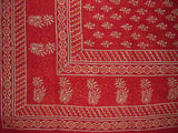 Tapeçaria de algodão com estampa de bloco espalhada 110" x 72" Twin Red