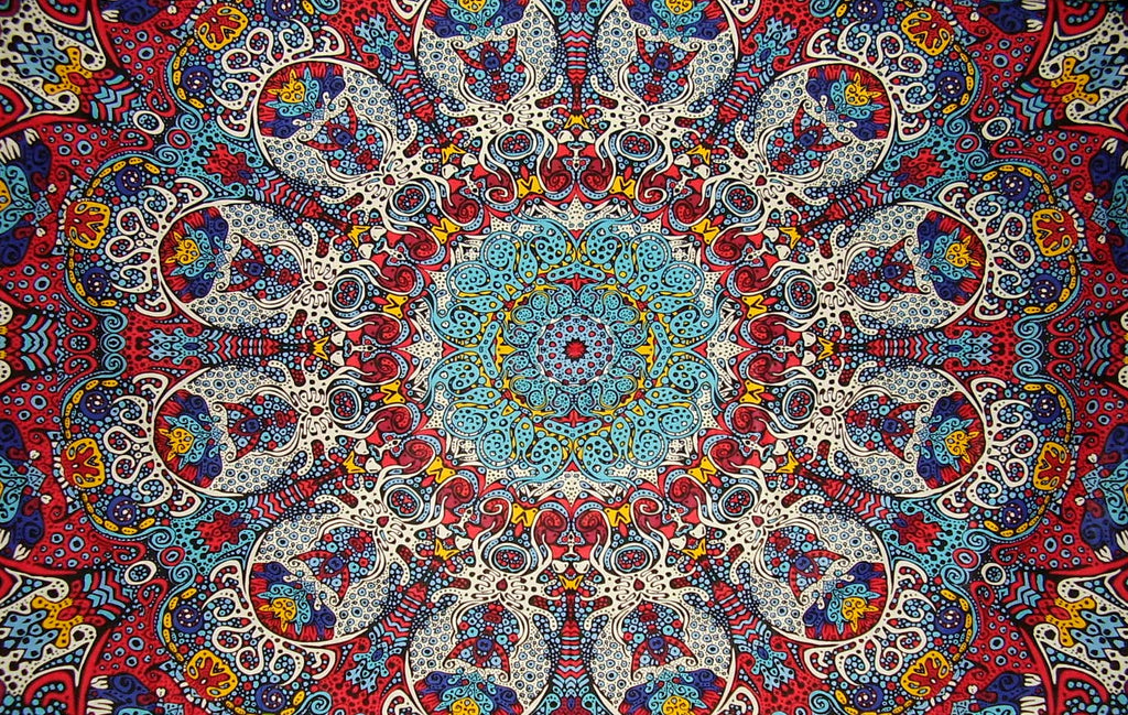 Psychedelic 3-D Sunburst Cotton Wall Hanging 90" x 60" Single Multi Color