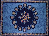 مفرش طاولة من القطن الباتيك مقاس 90 × 60 بوصة باللون الأزرق