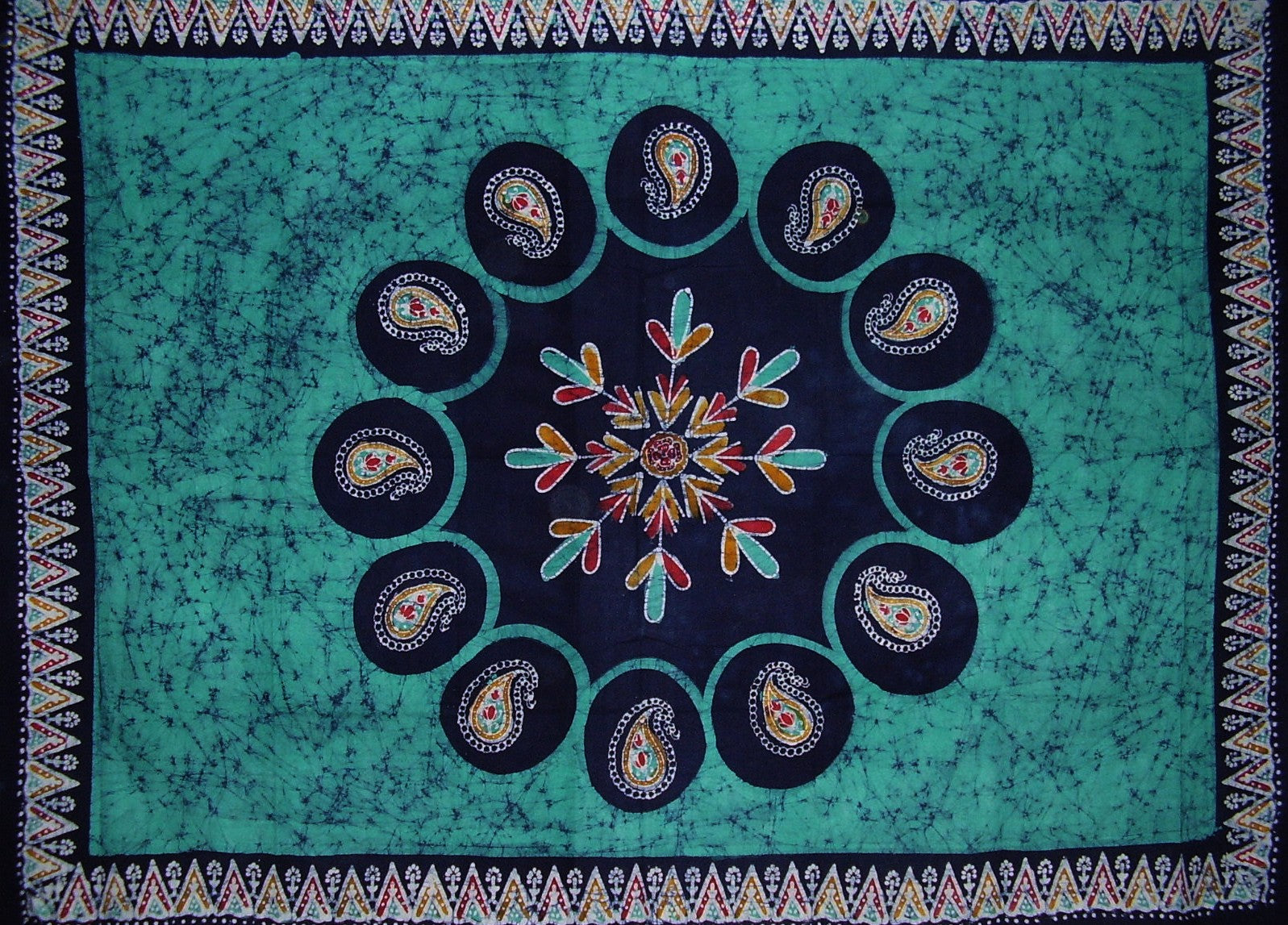 Batik-Tischdecke aus Baumwolle, 228,6 x 152,4 cm, Grün