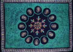 Batikovaný bavlněný ubrus 90" x 60" zelený