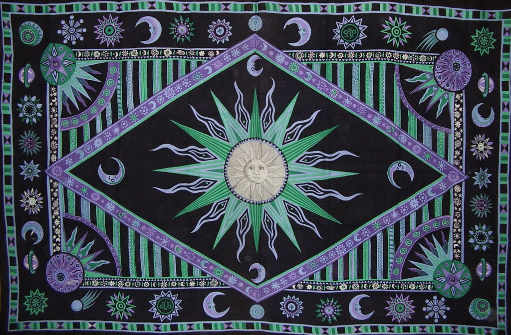 Celestial Tapestry Cotton Spread 102" x 70" Twin Purple