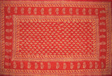 Block Print Tapestry Cotton Spread or Tablecloth 90" x 60" Red