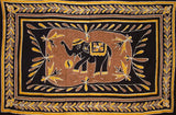 Lucky Batik Look Elephant Tapestry Cotton Spread 104" x 70" Twin Brown