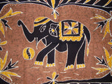 Lucky Batik Look Elephant Tapestry Cotton Spread 104" x 70" Twin Brown