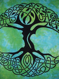 Celtic Tree of Life Tie Dye Tapestry Heavy Cotton Spread 98" x 70" Turquoise