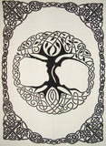 Celtic Tree of Life Tapestry Heavy Cotton Spread 98" x 70" White