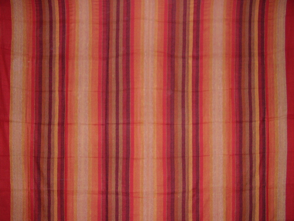 Handloom Striped Cotton Spread 98" x 86" Full Red