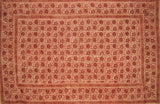 Veggie Dye Block Print Tapestry Cotton Bedspread 106" x 72" Twin Red