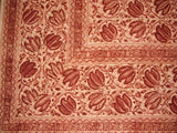 Veggie Dye Block Print Tapestry Cotton Bedspread 106" x 72" Twin Red