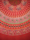 Indian Mandala Print Tapestry Cotton Bedspread 92" x 82" Full Red