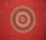 Indian Mandala Print Tapestry Cotton Bedspread 92" x 82" Full Red