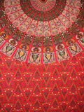 Indian Mandala Print Tapestry Cotton Bedspread 92" x 82" Full Red