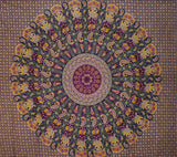 Indian Mandala Print Tapestry Cotton Bedspread 92" x 82" Full Eggplant