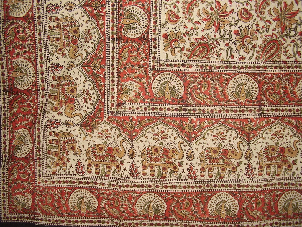 Block Print Indian Tapestry Cotton Spread 108" x 88" Full/Queen