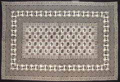 Elephant Print Tapestry Cotton Tablecloth or Wall Hanging 90" x 60" Black