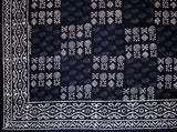 植物染料塊印花掛毯棉質床罩 110 英吋 x 110 英吋特大號黑色